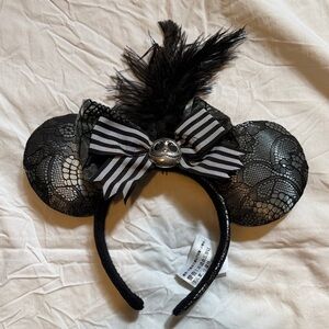 Disney NBC limited edition Black Lace Minnie Ear Headband with Feather Accent